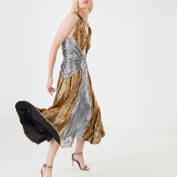 NWOT - BCBGMAXAZRIA - Lorzo Two-tone Metallic Evening Dress (Size Large) - NWOT - Picture 5 of 6